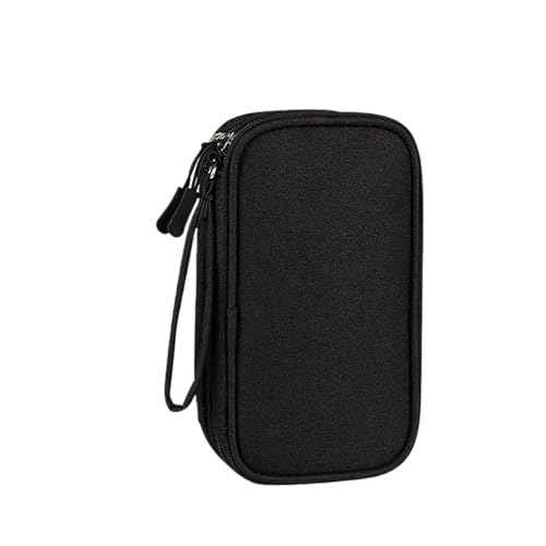 MAQDDO Doppelschichtige Datenkabel-Aufbewahrungstasche, Reise-Organizer, Tasche, Tragbare Tragetasche, Power Bank, Digitaler ZubehörOrganizer FüR Reise(Black) von MAQDDO
