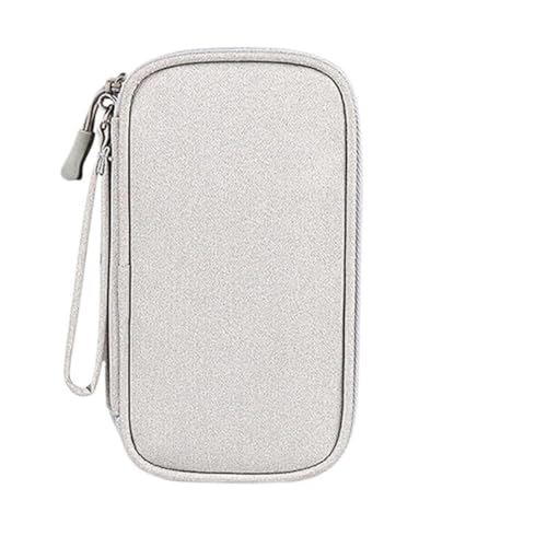 MAQDDO Doppelschichtige Datenkabel-Aufbewahrungstasche, Reise-Organizer, Tasche, Tragbare Tragetasche, Power Bank, Digitaler ZubehörOrganizer FüR Reise(Gray) von MAQDDO