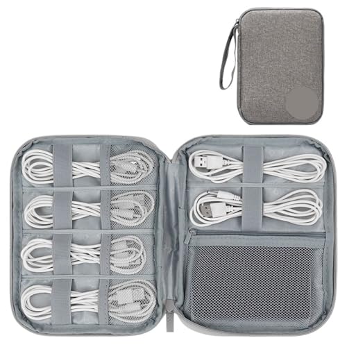 MAQDDO Elektronisches Zubehör, Kabel-Organizer-Tasche, USB-Kabel-Aufbewahrungstasche, Digitale Kabel-Organisation, Festplatten-Powerbank-Aufbewahrungstasche FüR Reise(Large Gray) von MAQDDO