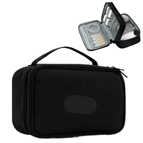 MAQDDO Große Kapazität Reise USB Gadget Kabel Tasche Kopfhörer Aufbewahrungsbox Datenkabel Aufbewahrungstasche Festplatte Ladegerät Power Bank Organizer FüR Reise(Double Layer-Black-A) von MAQDDO