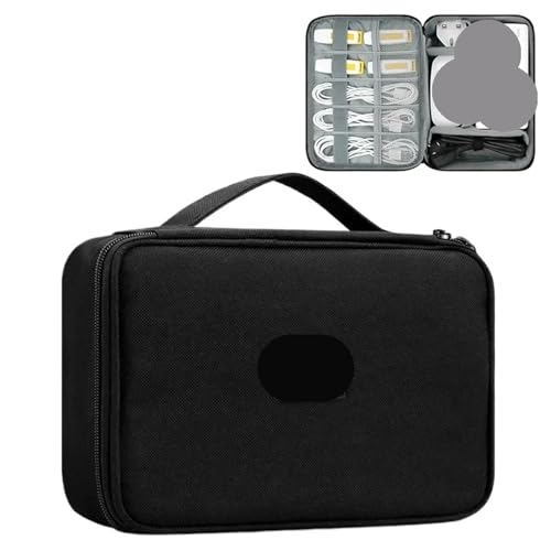 MAQDDO Große Kapazität Reise USB Gadget Kabel Tasche Kopfhörer Aufbewahrungsbox Datenkabel Aufbewahrungstasche Festplatte Ladegerät Power Bank Organizer FüR Reise(Single Layer-Black-B) von MAQDDO