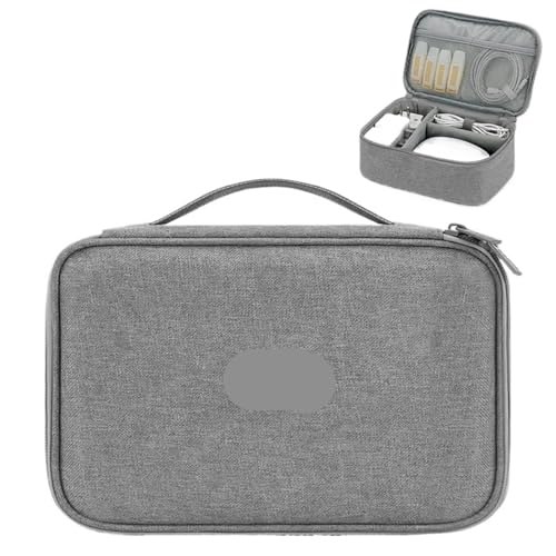 MAQDDO Große Kapazität Reise USB Gadget Kabel Tasche Kopfhörer Aufbewahrungsbox Datenkabel Aufbewahrungstasche Festplatte Ladegerät Power Bank Organizer FüR Reise(Single Layer-Gray-A) von MAQDDO