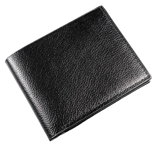 MAQDDO Herren-Geldbörse aus einfarbigem, horizontalem, kurzem Leder mit Mehreren Kartenfächern und durchsichtigem Fenster FüR Herren(Black) von MAQDDO