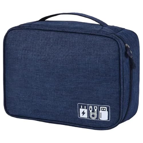 MAQDDO Kabel-Aufbewahrungstasche, wasserdicht, digitaler Organizer, tragbar, USB-Datenleitung, Ladegerät, Aufbewahrungstasche, Reise-KabelOrganizer FüR Reise(Blue) von MAQDDO