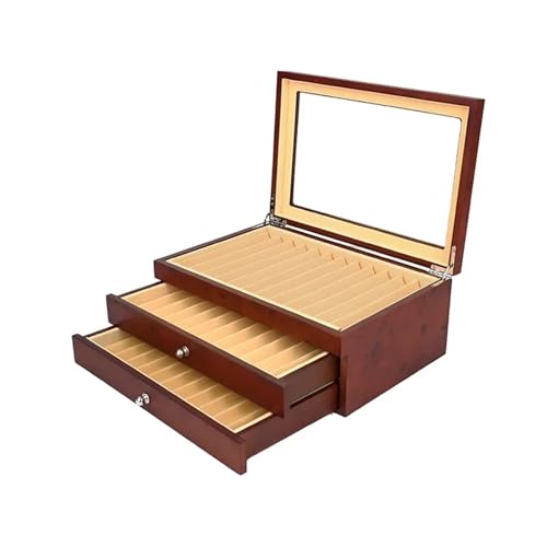 MAQDDO Lack Holz Füllfederhalter Display Organizer Box Collector 12/23/34/78 Slots FüR GeschäFte(Dark Red-34pens) von MAQDDO