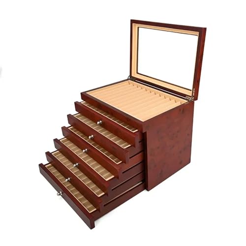 MAQDDO Lack Holz Füllfederhalter Display Organizer Box Collector 12/23/34/78 Slots FüR GeschäFte(Dark Red-78pens) von MAQDDO