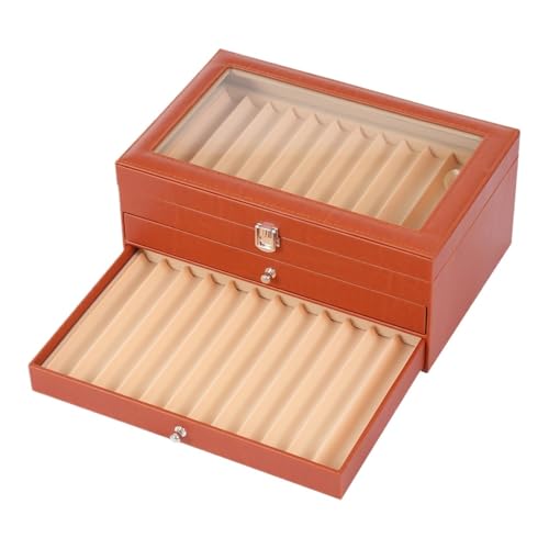 MAQDDO Leder-Aufbewahrungsbox for Füllfederhalter, Sammlerbox, Halter for 36 Stifte FüR GeschäFte von MAQDDO
