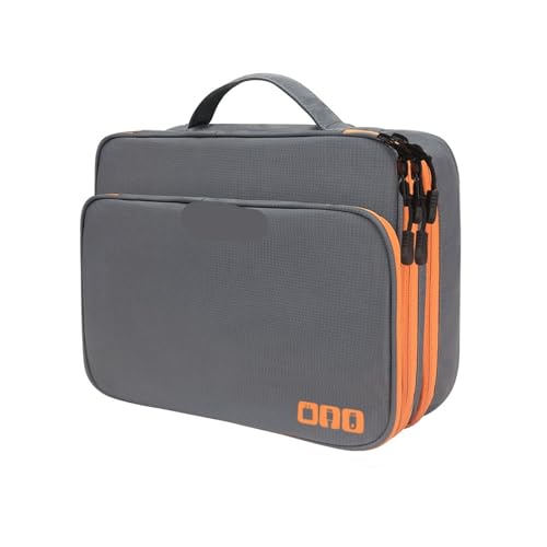 MAQDDO Mehrschichtiger Organizer for elektronisches Zubehör, Aufbewahrungshandtasche mit Vordertasche, ReisekabelOrganizer, großes Fassungsvermögen FüR Reise(Three Layers Grey-XL) von MAQDDO