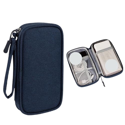 MAQDDO Reisekabeltasche, Tragbare Digitale Aufbewahrungstasche, Ladegerät, Datenkabeltasche, Organizer, wasserdichte for Elektronisches Zubehör FüR Reise(2 Layer-Blue) von MAQDDO