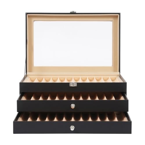 MAQDDO Stifte-Displaybox mit 36 ​​Fächern, 3-stöckiges Design, Samtfutter und Glasdeckel, ideal for Aufbewahren Präsentieren von Stiften FüR GeschäFte von MAQDDO