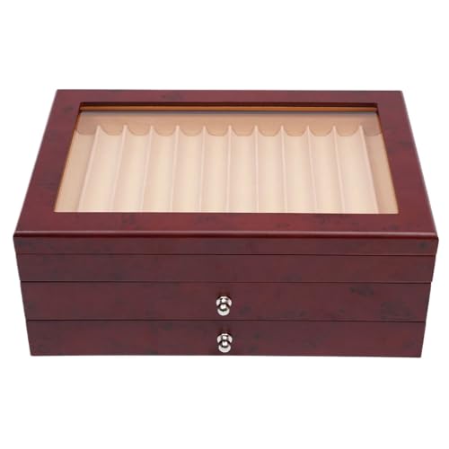 MAQDDO Stiftebox aus Holz, 3-lagige Stiftesammler-Organizer-Box, rot, Aufbewahrungsbox for 34 Stifte mit Glasfenster FüR GeschäFte MAQDDO Stiftebox aus Holz, 3-lagige Stiftesammler-Organizer-Box, rot, Aufbewahrungsbox for 34 Stifte mit Glasfenster FüR GeschäFte von MAQDDO