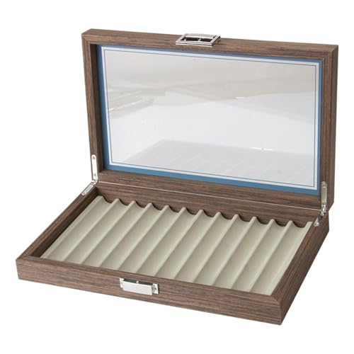 MAQDDO Stiftehalter aus Holz, 12 Fächer, mit Glasfenster, for Schule, Geschäft, Zuhause FüR GeschäFte von MAQDDO