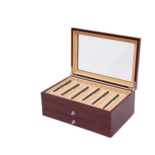 MAQDDO Stiftevitrine, 3-lagige Stifteaufbewahrungsbox mit großer Kapazität, Retro-Sammelbox for Stifte, Kugelschreiber, Markierstifte FüR GeschäFte(Black) von MAQDDO