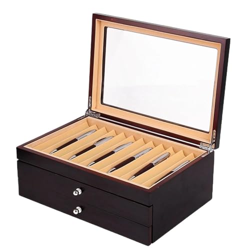 MAQDDO Stiftevitrine, 3-lagige Stifteaufbewahrungsbox mit großer Kapazität, Retro-Sammelbox for Stifte, Kugelschreiber, Markierstifte FüR GeschäFte(Red) von MAQDDO