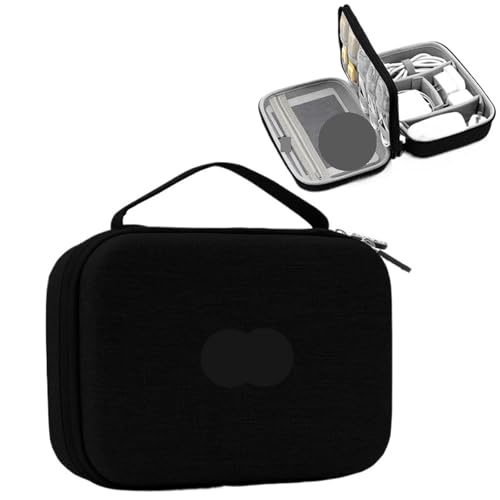 MAQDDO Wasserdichter Hartschalen-Organizer for elektronisches Zubehör, große Kapazität, Powerbank, Digitale Aufbewahrungstasche, Reisepass-Tasche FüR Reise(Double Layer-Black-A) von MAQDDO
