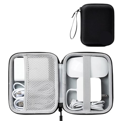 MAQDDO Wasserdichter Hartschalen-Organizer for elektronisches Zubehör, große Kapazität, Powerbank, Digitale Aufbewahrungstasche, Reisepass-Tasche FüR Reise(Single Layer-Black-C) von MAQDDO