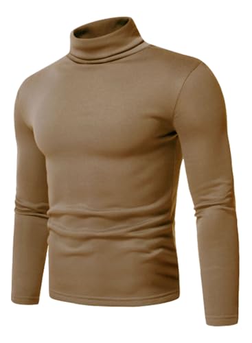 MAQUIDE Herren Casual Slim Fit Basic Tops Gestrickt Thermo Rollkragenpullover Sweater, Khaki, Mittel von MAQUIDE