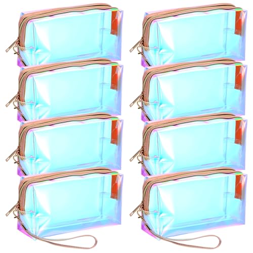 Holografische schillernde Make-up-Taschen mit Reißverschluss, Reise-Kosmetikbeutel mit Handgelenkschlaufe, wasserdicht, Kulturbeutel, Organizer, Tasche, Zuhause, Büro, Strand, Geldbörse, Windel von MAQUITA