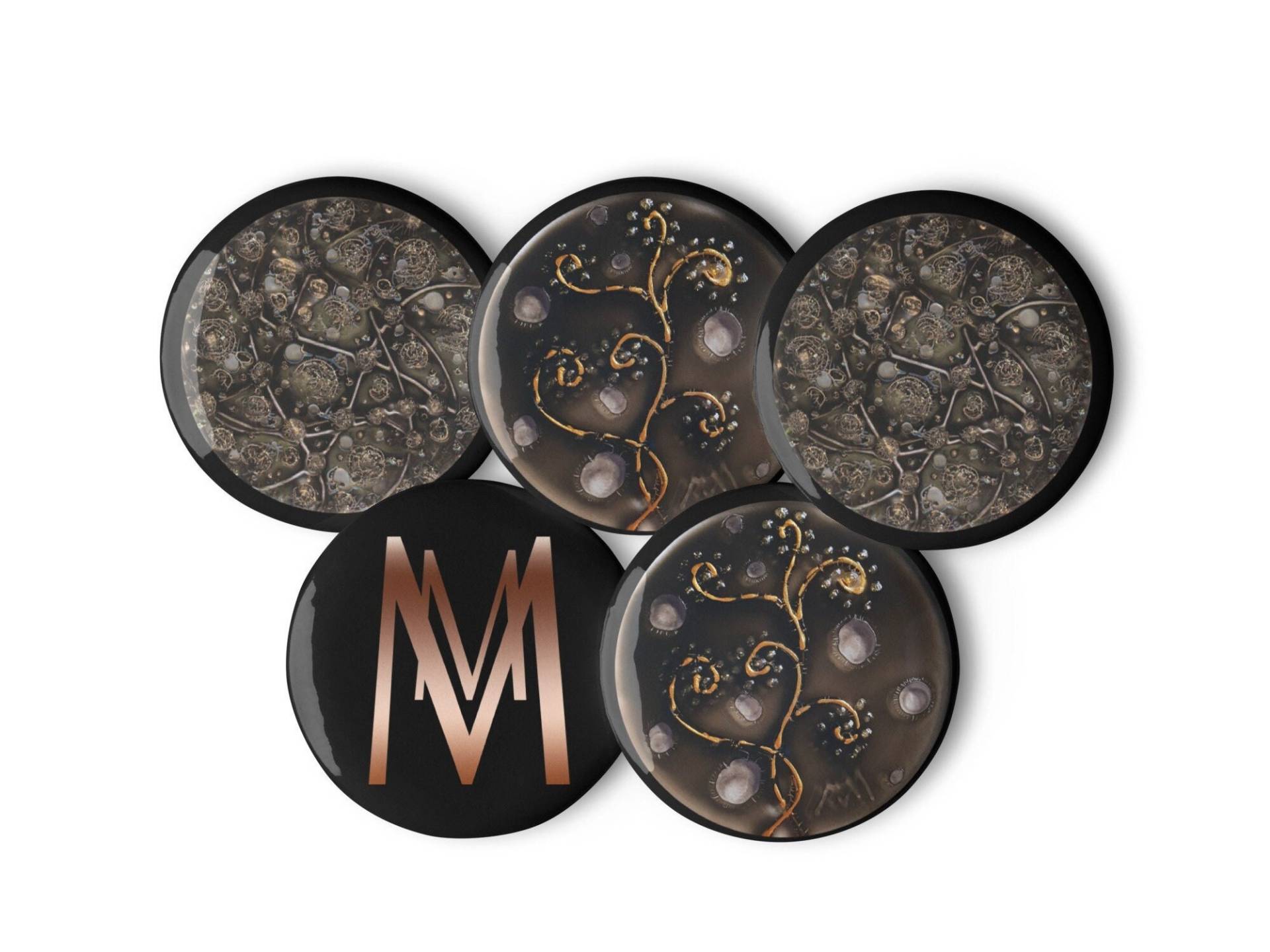 5 Stück Antik Gold Gemälde Button-Set - 1.25″ | 3, 1x3, 1 cm/2.25″ | 5, 7x5, 7 Von Maria Marachowska von MARACHOWSKAART