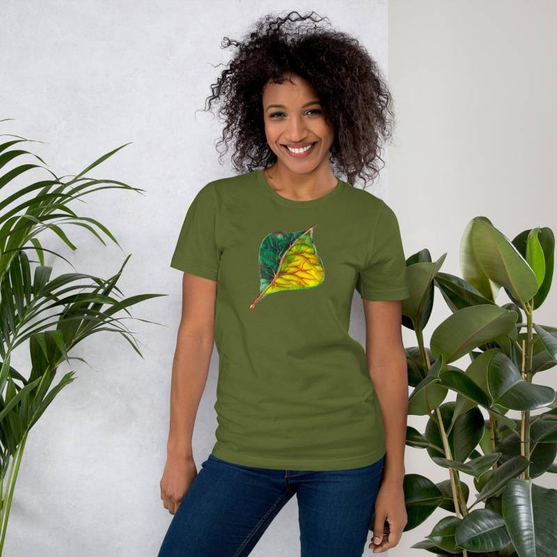T-Shirt Blatt - Gemälde T-Shirts Nature T-Shirt Herbst T-Shirts Kunst Bio Frauen Mode Unisex von MARACHOWSKAART