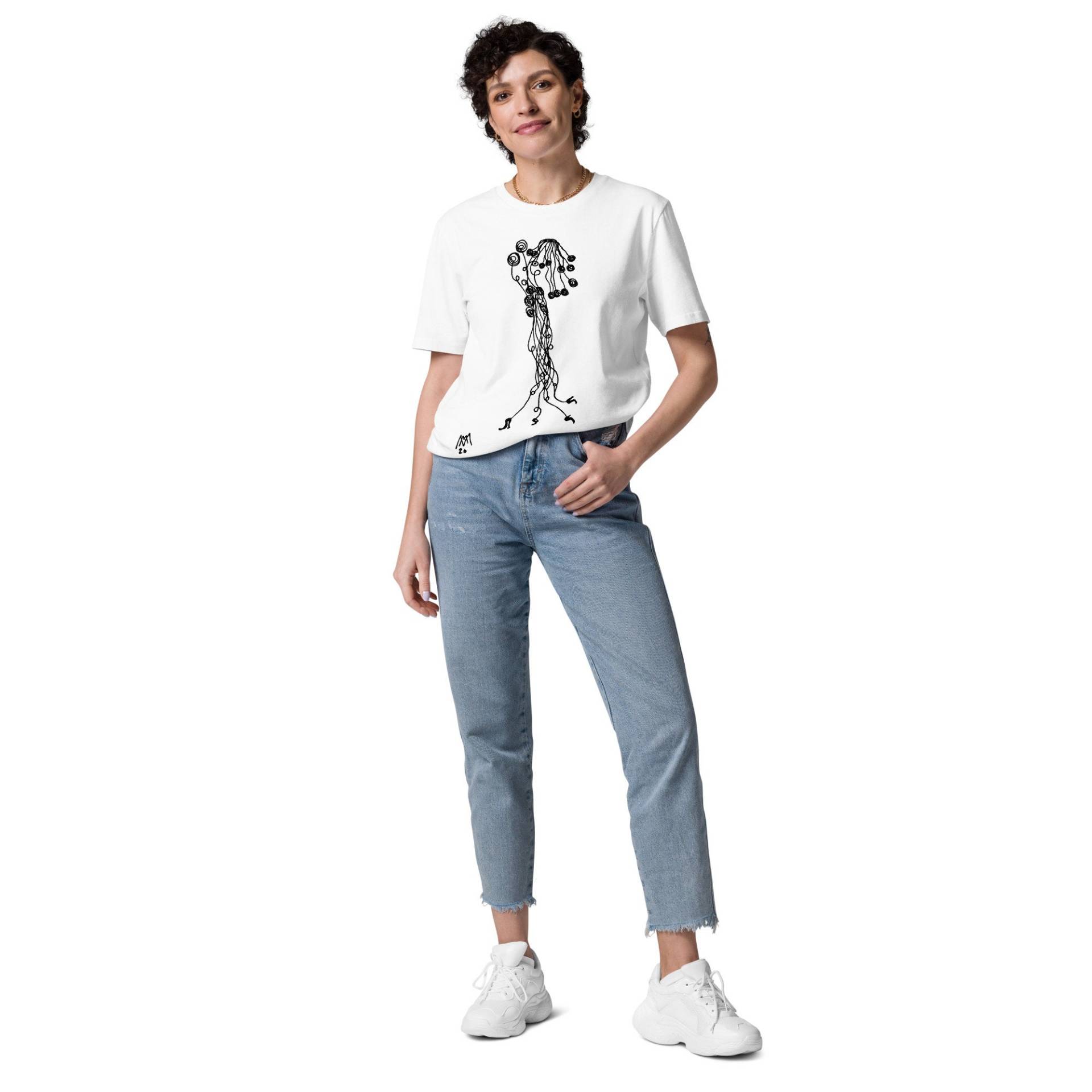 Unisex-Bio-Baumwoll-T-Shirt Dame - Zeichnung T-Shirt Kunst Bio Surreal T-Shirt Lustige T-Shirts -T-Shirts Unisex-Bio-Baumwoll-T-Shirt Dame - Zeichnung T-Shirt Kunst Bio Surreal T-Shirt Lustige T-Shirts -T-Shirts von MARACHOWSKAART