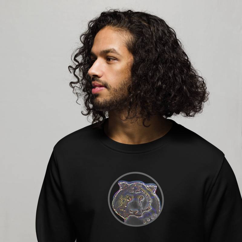 Unisex Bio-Pullover Tiger - Gemälde Pullover Tier Kunst Print Design von MARACHOWSKAART