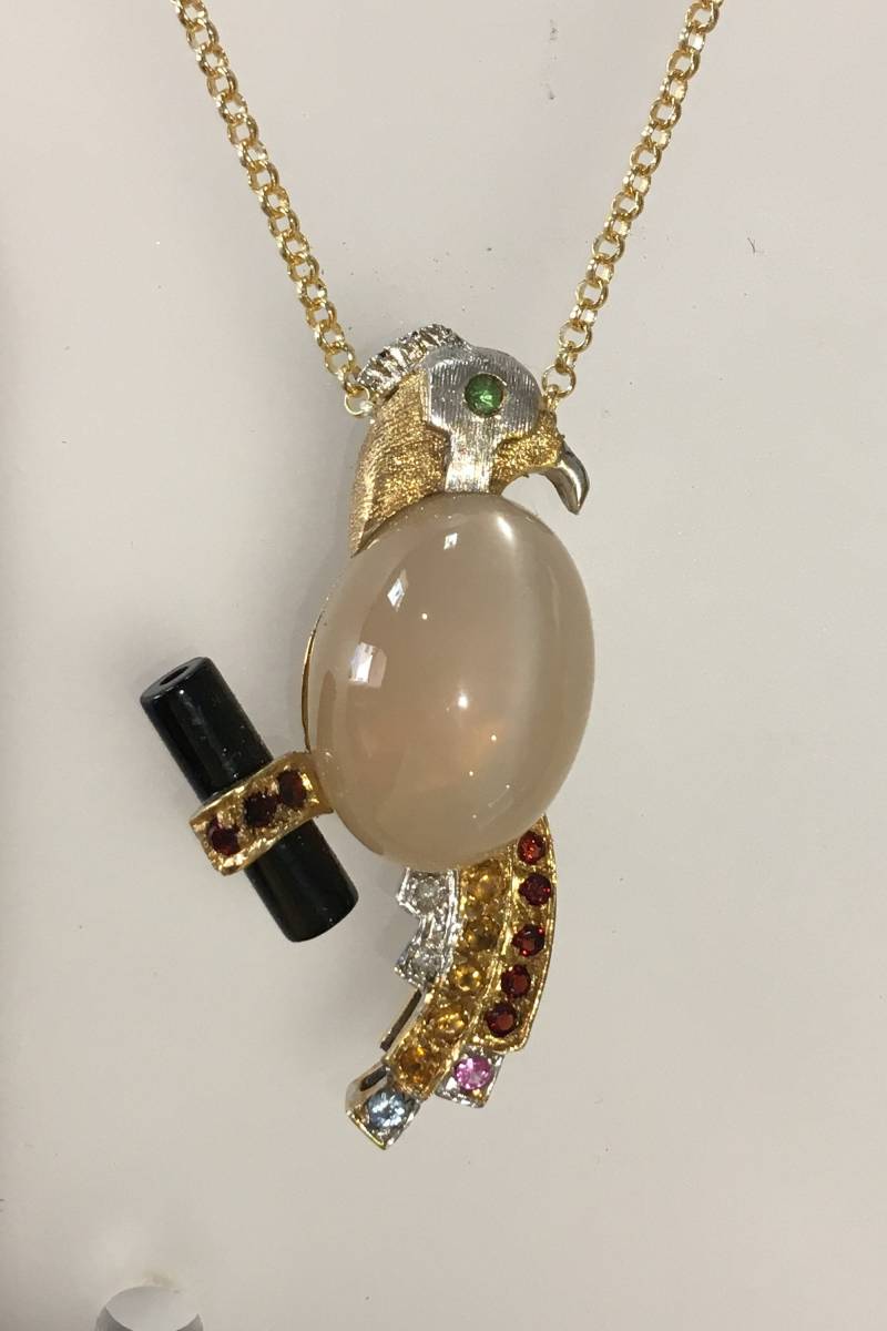 Silber Papagei Anhänger Halskette Gold Und Edelsteine 925/1000 Silber Papagei Anhänger Halskette Gold Und Edelsteine 925/1000 von MARANESIGIOIELLI