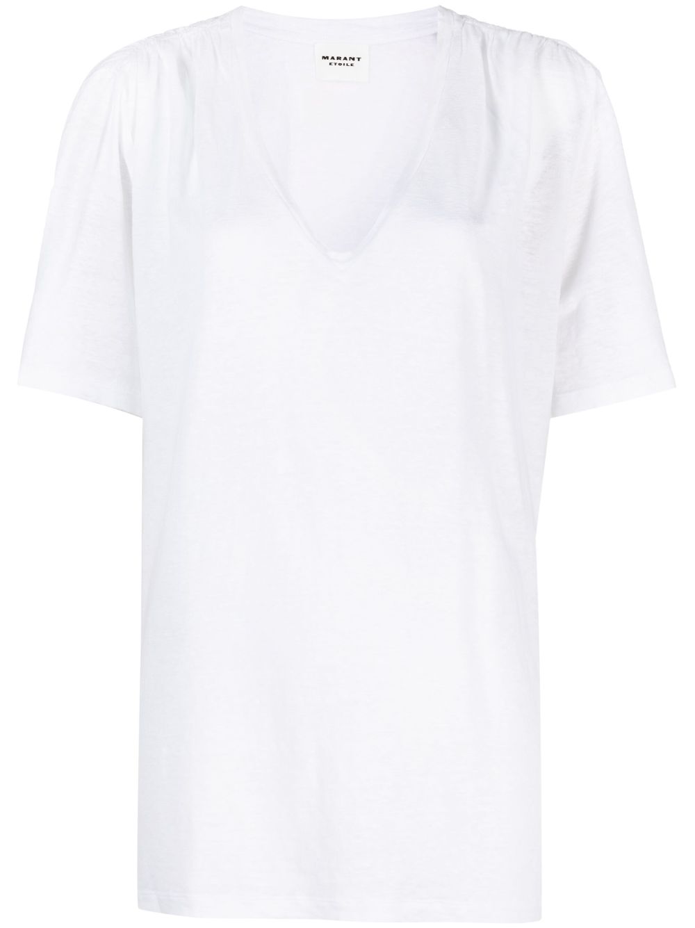 MARANT ÉTOILE T-Shirt aus Leinen mit V-Ausschnitt - Weiß von MARANT ÉTOILE