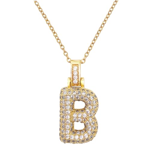 MARARDI Damenanhänger Gold mit Personalisierter Initiale - Halskette Frauen [B] mit Goldfarben und Glänzenden Steinen Buchstabe - Damenhalsketten Passend für Jeden Anlass Originell Elegant von MARARDI