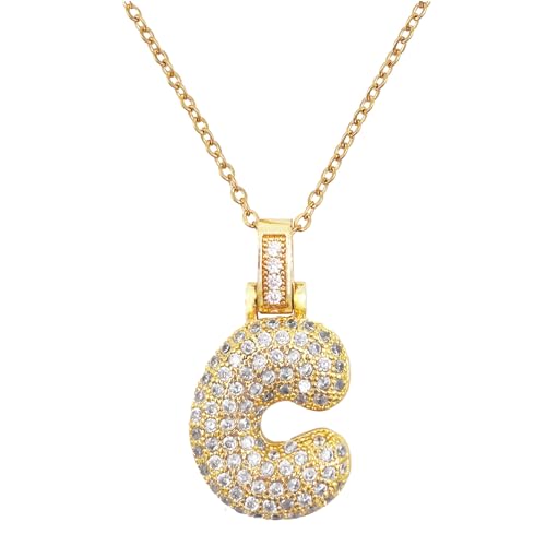 MARARDI Damenanhänger Gold mit Personalisierter Initiale - Halskette Frauen [C] mit Goldfarben und Glänzenden Steinen Buchstabe - Damenhalsketten Passend für Jeden Anlass Originell Elegant von MARARDI