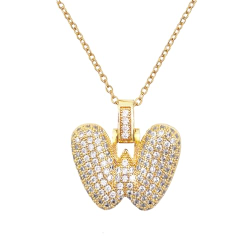 MARARDI Damenanhänger Gold mit Personalisierter Initiale - Halskette Frauen [W] mit Goldfarben und Glänzenden Steinen Buchstabe - Damenhalsketten Passend für Jeden Anlass Originell Elegant von MARARDI