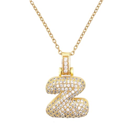 MARARDI Damenanhänger Gold mit Personalisierter Initiale - Halskette Frauen [Z] mit Goldfarben und Glänzenden Steinen Buchstabe - Damenhalsketten Passend für Jeden Anlass Originell Elegant von MARARDI