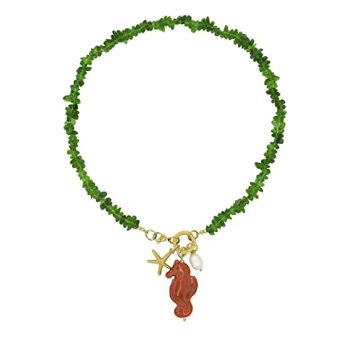 MARARDI Kette Damen Italienische Keramik aus Caltagirona [Grün Seepferdchen] Steinkette Handmade Italienischer Schmuck Elegant Originale für Alltag Events Hochzeiten Besondere Anlässe von MARARDI