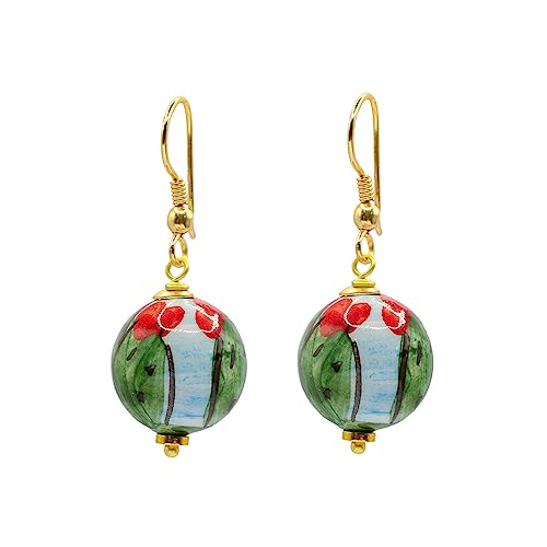 MARARDI Ohrringe Damen Italienische Keramik aus Caltagirona [Kaktus Ball] Lange Handmade Italienischer Schmuck Elegant Originale für Alltag Events Hochzeiten besondere Anlässe von MARARDI