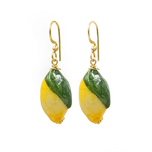 MARARDI Ohrringe Damen Italienische Keramik aus Caltagirone [Zitrone] Lange Handmade Italienischer Schmuck Elegant Originale für Alltag Events Hochzeiten besondere Anlässe von MARARDI