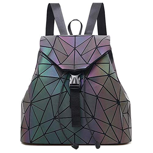 MARBER Frauen Rucksack Luminous Geometric Nightglowing Mode Bunte Rhombische Daypack Rucksack Taschen für Frauen Mädchen Campus Outdoor Reise von MARBER