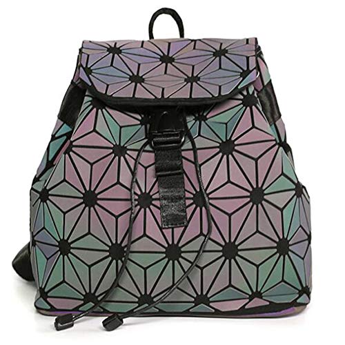 MARBER Frauen Rucksack Luminous Geometric Nightglowing Mode Bunte Rhombische Daypack Rucksack Taschen für Frauen Mädchen Campus Outdoor Reise von MARBER