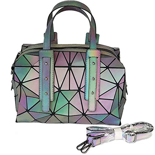 MARBER Frauen leuchtende Handtasche Boston Bag Nightglowing geometrische Dreieck Lingge faltbare große Kapazität Mode Matte bunte Mode Umhängetasche Umhängetasche für Frauen von MARBER