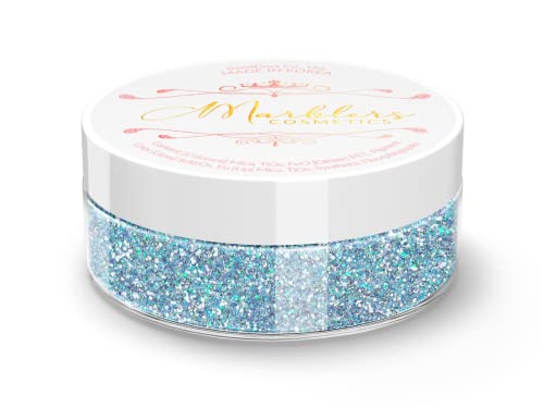 MARBLERS Feiner holografischer Glitzer in Kosmetikqualität [Einhornblau 0,18 oz (5 g) | Ungiftig | Vegan | Ohne Tierversuche | Lidschatten, Nagellack, Nagelkunst | Festival-, Rave- und Party-Make-up | von MARBLERS