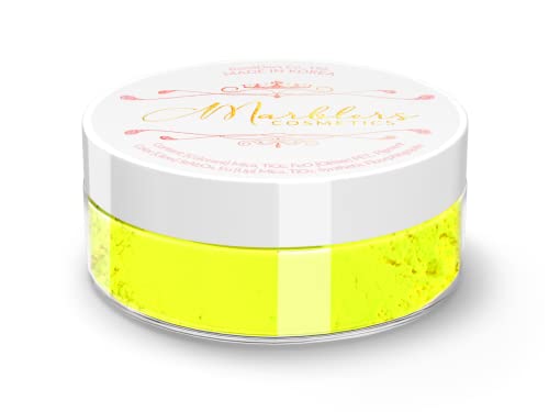 MARBLERS Fluoreszierendes Glimmerpulver in Kosmetikqualität [Neongelb 0,11 oz (3 g) | Matt | Ungiftig | Vegan | Ohne Tierversuche | Lidschatten, Nagellack, Nagelkunst | Festival-, Rave- und Party-Make von MARBLERS