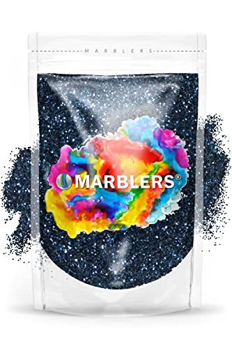 MARBLERS Funkelnder Glitzer [Navy 3oz (85g) | Gut | Ungiftig, vegan, tierversuchsfrei | Gesicht, Körper, Lidschatten, Haare, Festival, Party-Make-up | Nagelkunst, Nagellack | Harz, Becher, Schleim, Ha von MARBLERS
