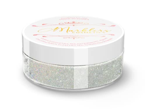 MARBLERS Glitzerndes Glimmerpulver in kosmetischer Qualität [Mondlicht 0,14 Unzen (4 g) | Glica | Ungiftig | Vegan | Tierversuchsfrei | Lidschatten, Nagellack, Nail Art | Festival-, Rave- und Party-Ma von MARBLERS