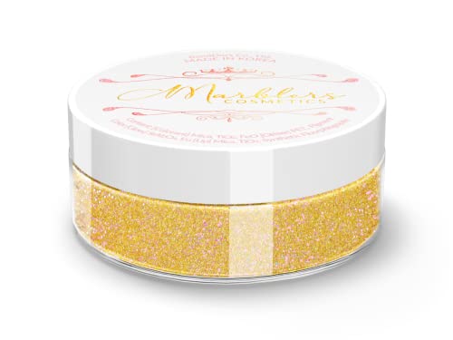 MARBLERS Glitzerndes Glimmerpulver in kosmetischer Qualität [Rosy Gold 0,14 oz (4 g) | Glica | Ungiftig | Vegan | Tierversuchsfrei | Lidschatten, Nagellack, Nail Art | Festival-, Rave- und Party-Make- von MARBLERS