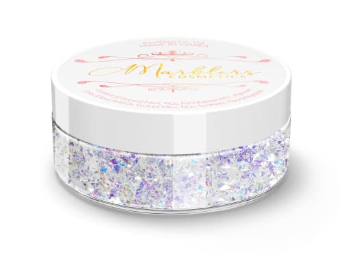 MARBLERS Grober Glitzer in Kosmetikqualität [Crushed Mirror 0,18 oz (5 g) | Flocken | Form | Ungiftig | Vegan | Ohne Tierversuche | Lidschatten, Nagellack, Nagelkunst | Festival-, Rave- und Party-Make von MARBLERS