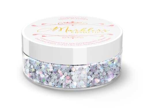 MARBLERS Grober Glitzer in Kosmetikqualität [Mermaid Ash Blue 0,18 oz (5 g) | Flocken | Form | Ungiftig | Vegan | Ohne Tierversuche | Lidschatten, Nagellack, Nagelkunst | Festival-, Rave-, Party-Make- von MARBLERS