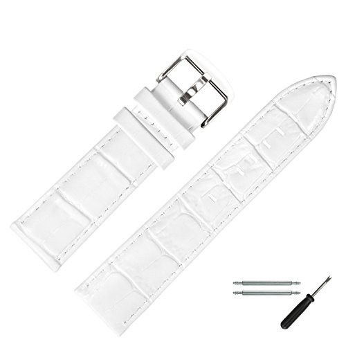 MARBURGER Uhrenarmband 26mm Leder Weiss Alligator - Werkzeug Montage Set 7892620000120 von MARBURGER