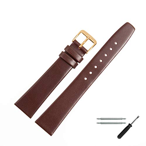 MARBURGER Uhrenarmband 8mm Leder Braun Gold Glatt - Montage Set 7100831000220 von MARBURGER