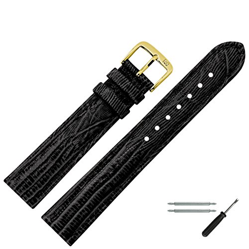 MARBURGER Uhrenarmband 08mm Leder Schwarz Eidechse - Werkzeug Montage Set 3550810000220 von MARBURGER