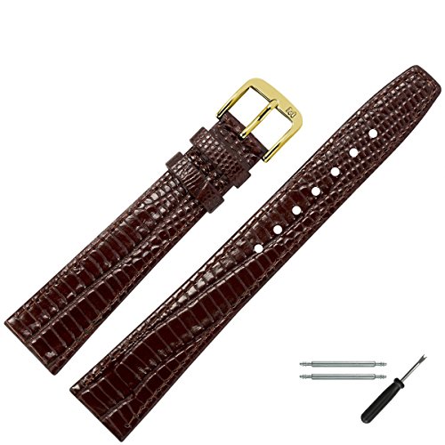 MARBURGER Uhrenarmband 10mm Leder Braun Eidechse - Werkzeug Montage Set 3051031000220 von MARBURGER