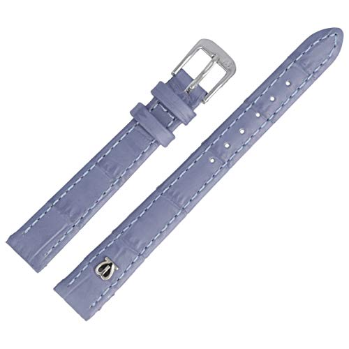 MARBURGER Uhrenarmband 12mm Leder Blau Alligator Prägung Mit Naht - Werkzeug Montage Set 5281253000120 von MARBURGER